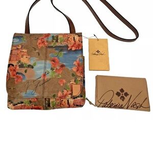 Patricia Nash Flap Leather Crossbody Bag French Riviera Collection.